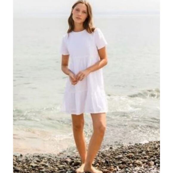 Alice Walk Dresses & Skirts - Alice‎ Walk Linen Cotton Tiered Flowy Short Sleeve Short Dress, lilac Lavender S